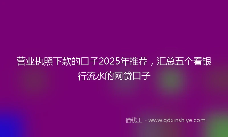 营业执照下款的口子2025年推荐，汇总五个看银行流水的网贷口子