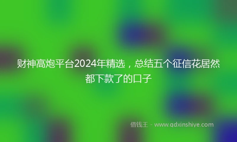 财神高炮平台2024年精选，总结五个征信花居然都下款了的口子