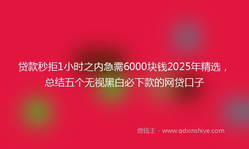 贷款秒拒1小时之内急需6000块钱2025年精选，总结五个无视黑白必下款的网贷口子
