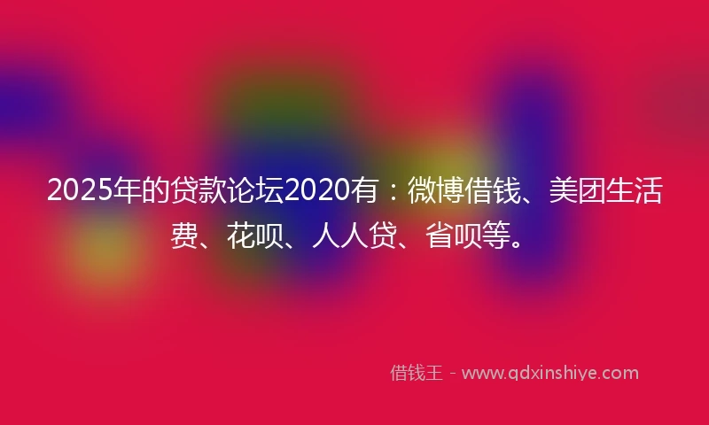 2025年的贷款论坛2020有：微博借钱、美团生活费、花呗、人人贷、省呗等。