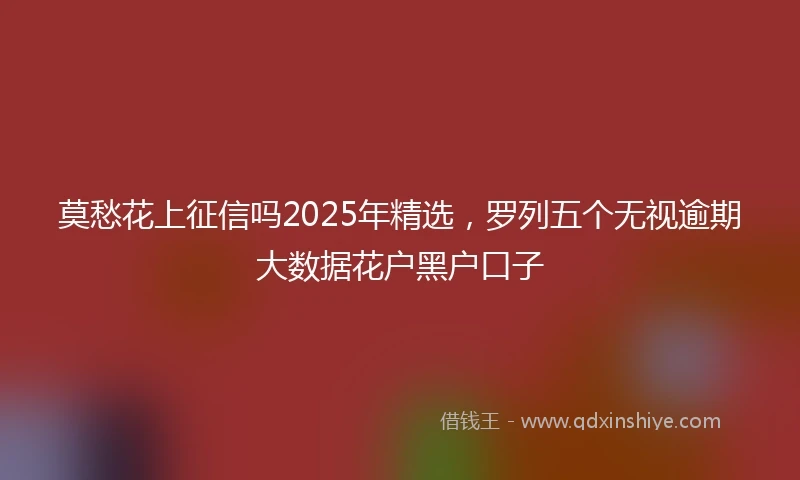 莫愁花上征信吗2025年精选，罗列五个无视逾期大数据花户黑户口子