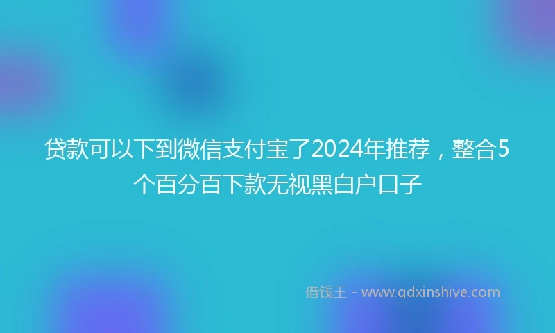 贷款可以下到微信支付宝了2024年推荐,整合5个百分百下款无视黑白户口子