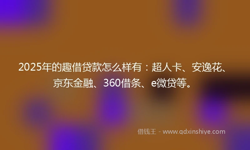 2025年的趣借贷款怎么样有：超人卡、安逸花、京东金融、360借条、e微贷等。