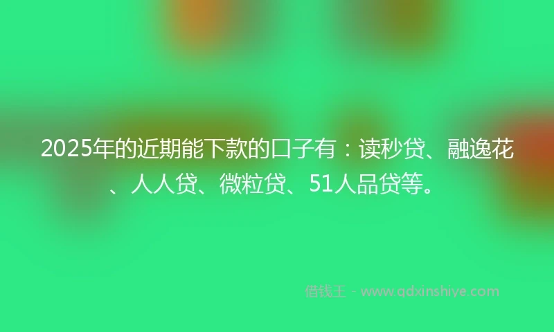 2025年的近期能下款的口子有：读秒贷、融逸花、人人贷、微粒贷、51人品贷等。
