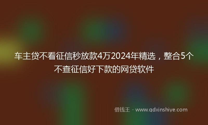 车主贷不看征信秒放款4万2024年精选，整合5个不查征信好下款的网贷软件
