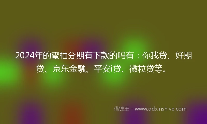 2024年的蜜柚分期有下款的吗有：你我贷、好期贷、京东金融、平安i贷、微粒贷等。