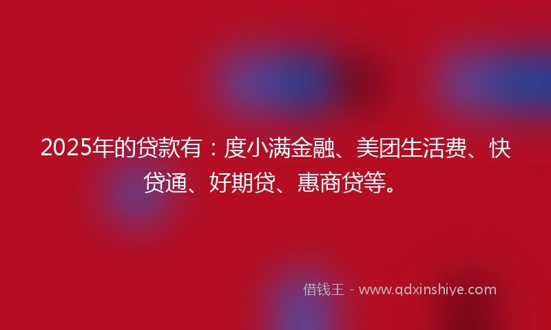2025年的贷款有：度小满金融、美团生活费、快贷通、好期贷、惠商贷等。
