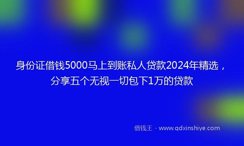 身份证借钱5000马上到账私人贷款2024年精选，分享五个无视一切包下1万的贷款