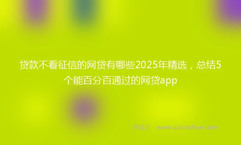 贷款不看征信的网贷有哪些2025年精选，总结5个能百分百通过的网贷app