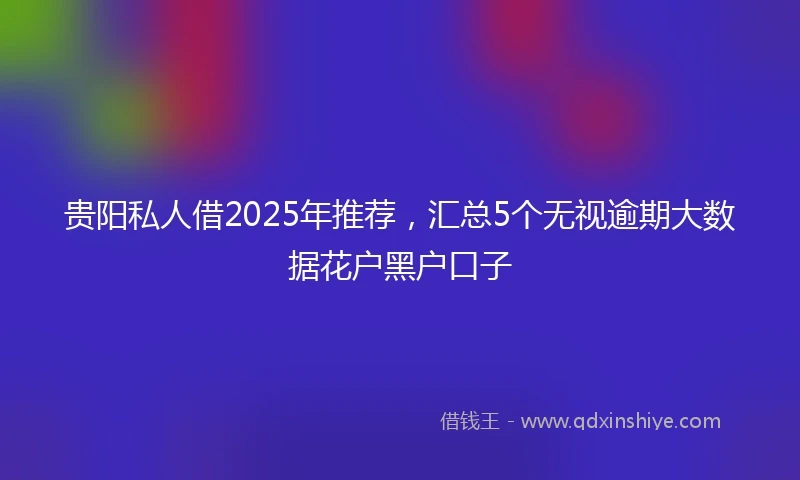 贵阳私人借2025年推荐，汇总5个无视逾期大数据花户黑户口子