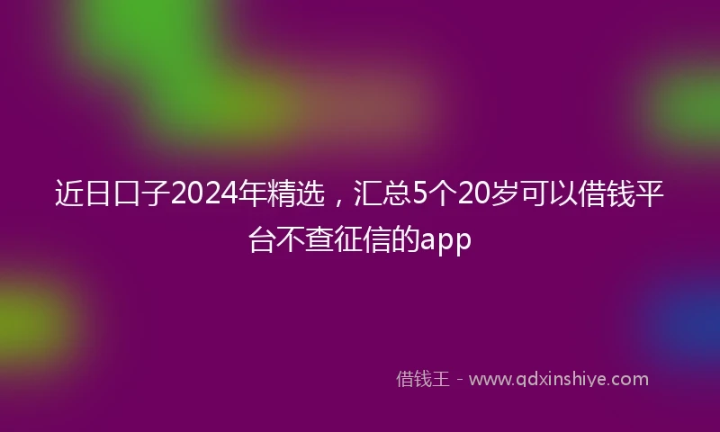 近日口子2024年精选，汇总5个20岁可以借钱平台不查征信的app