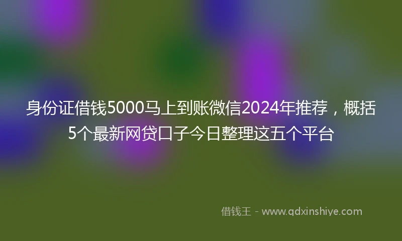身份证借钱5000马上到账微信2024年推荐，概括5个最新网贷口子今日整理这五个平台