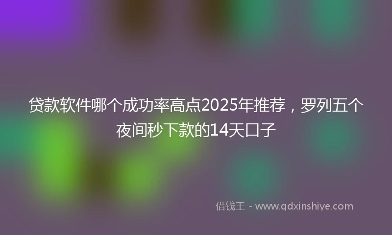 贷款软件哪个成功率高点2025年推荐，罗列五个夜间秒下款的14天口子