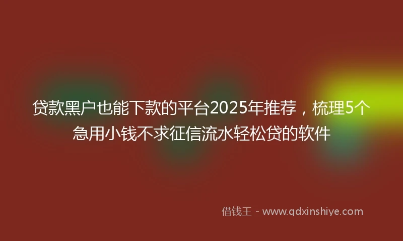 贷款黑户也能下款的平台2025年推荐，梳理5个急用小钱不求征信流水轻松贷的软件