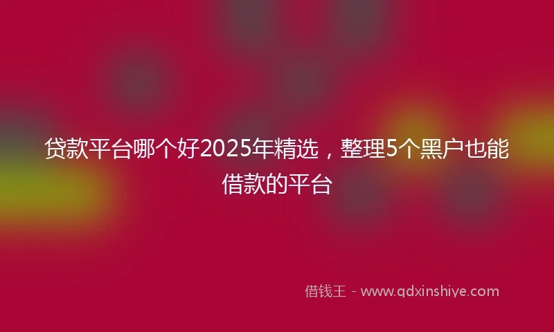 贷款平台哪个好2025年精选，整理5个黑户也能借款的平台