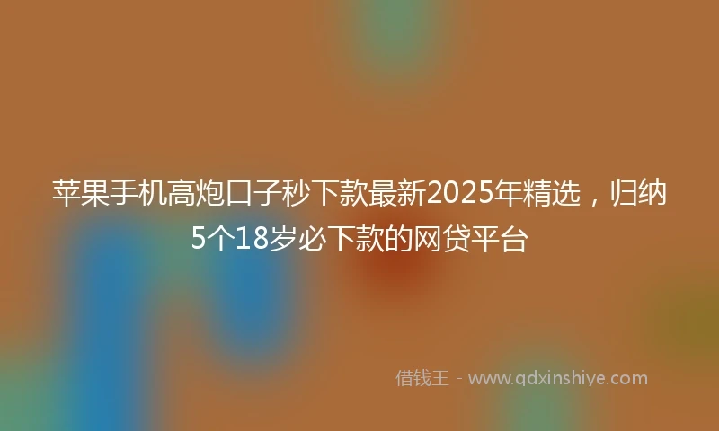 苹果手机高炮口子秒下款最新2025年精选，归纳5个18岁必下款的网贷平台