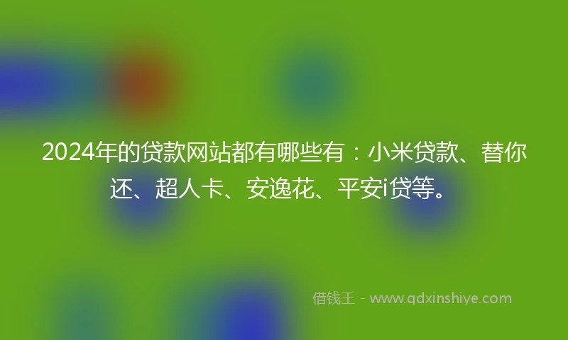 2024年的贷款网站都有哪些有：小米贷款、替你还、超人卡、安逸花、平安i贷等。