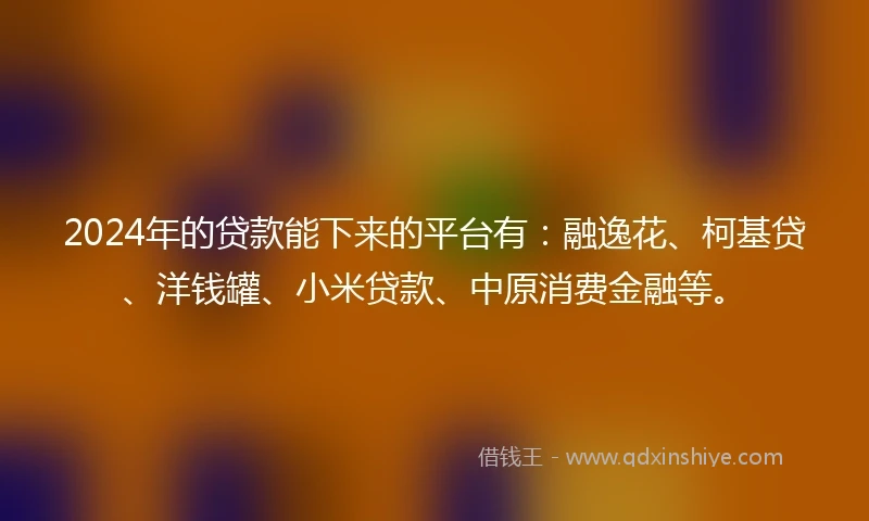 2024年的贷款能下来的平台有：融逸花、柯基贷、洋钱罐、小米贷款、中原消费金融等。