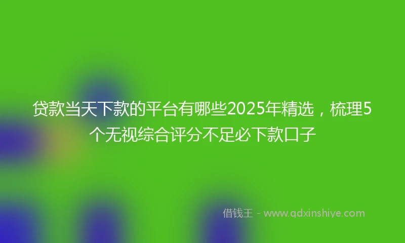 贷款当天下款的平台有哪些2025年精选，梳理5个无视综合评分不足必下款口子
