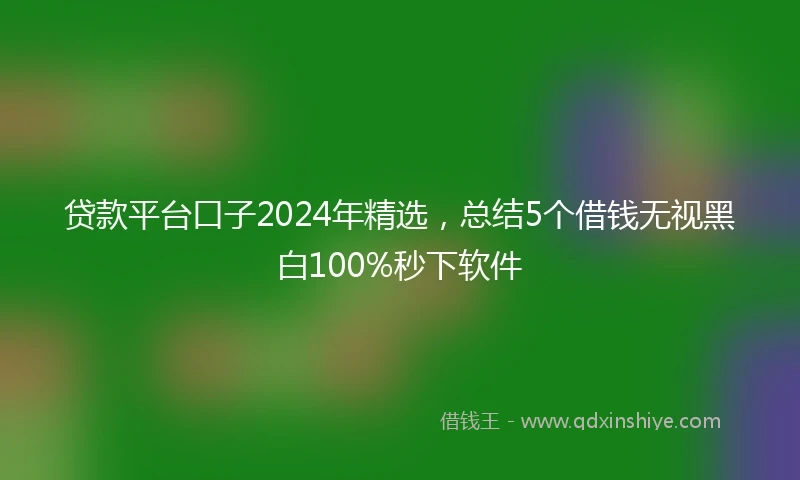 贷款平台口子2024年精选，总结5个借钱无视黑白100%秒下软件
