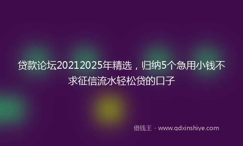贷款论坛20212025年精选，归纳5个急用小钱不求征信流水轻松贷的口子