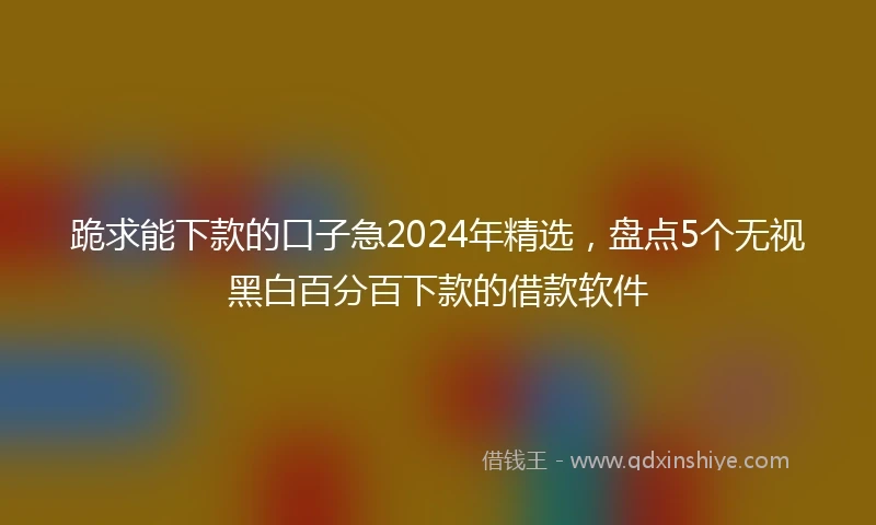 跪求能下款的口子急2024年精选，盘点5个无视黑白百分百下款的借款软件