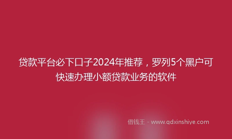 贷款平台必下口子2024年推荐，罗列5个黑户可快速办理小额贷款业务的软件