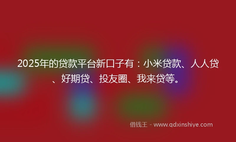 2025年的贷款平台新口子有：小米贷款、人人贷、好期贷、投友圈、我来贷等。