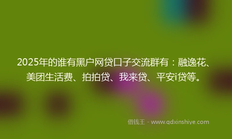 2025年的谁有黑户网贷口子交流群有：融逸花、美团生活费、拍拍贷、我来贷、平安i贷等。