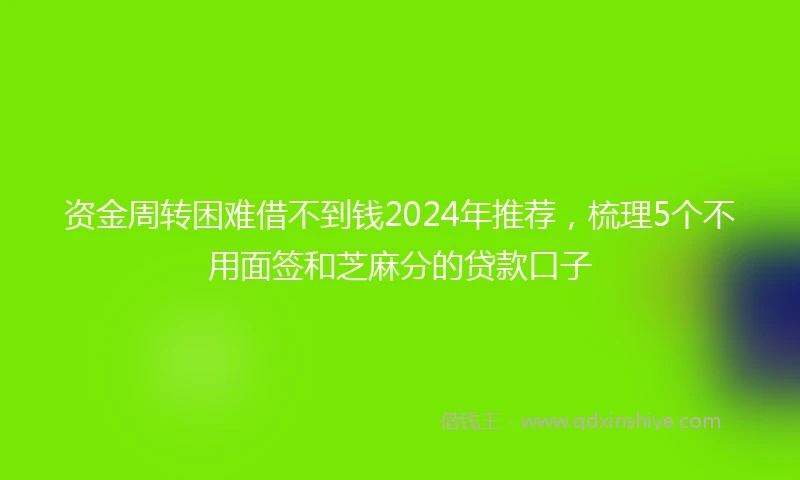 资金周转困难借不到钱2024年推荐，梳理5个不用面签和芝麻分的贷款口子