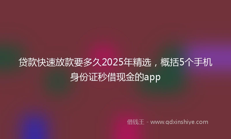 贷款快速放款要多久2025年精选,概括5个手机身份证秒借现金的app