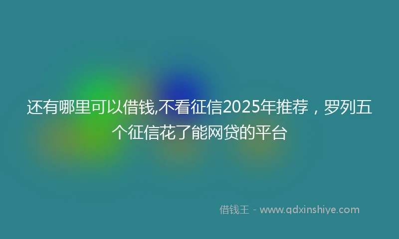 还有哪里可以借钱,不看征信2025年推荐，罗列五个征信花了能网贷的平台