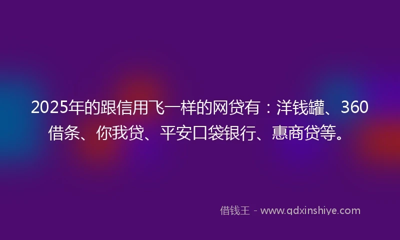 2025年的跟信用飞一样的网贷有：洋钱罐、360借条、你我贷、平安口袋银行、惠商贷等。