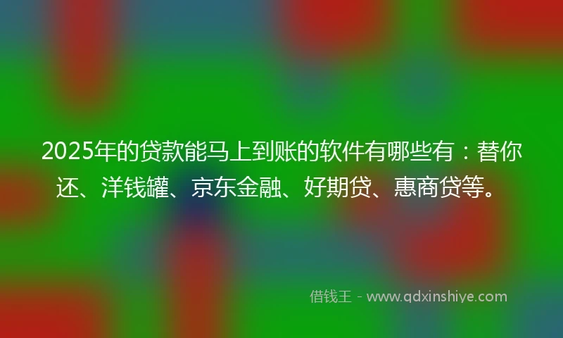 2025年的贷款能马上到账的软件有哪些有：替你还、洋钱罐、京东金融、好期贷、惠商贷等。