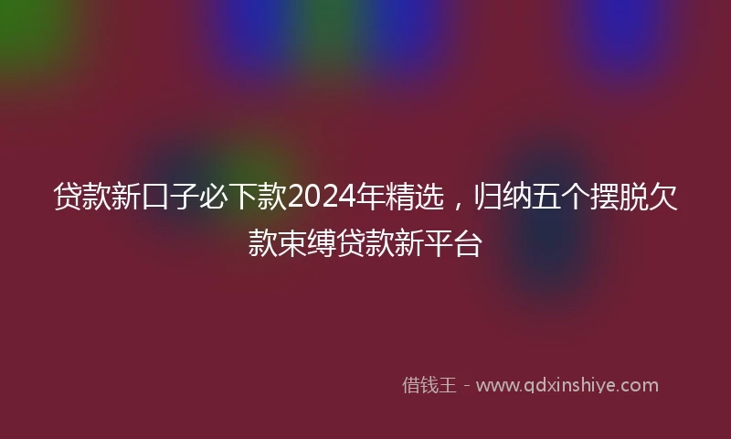 贷款新口子必下款2024年精选，归纳五个摆脱欠款束缚贷款新平台