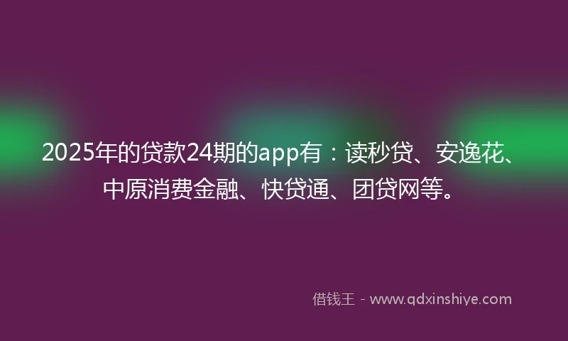 2025年的贷款24期的app有：读秒贷、安逸花、中原消费金融、快贷通、团贷网等。