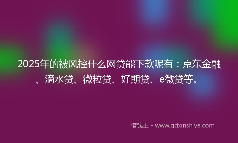 2025年的被风控什么网贷能下款呢有：京东金融、滴水贷、微粒贷、好期贷、e微贷等。