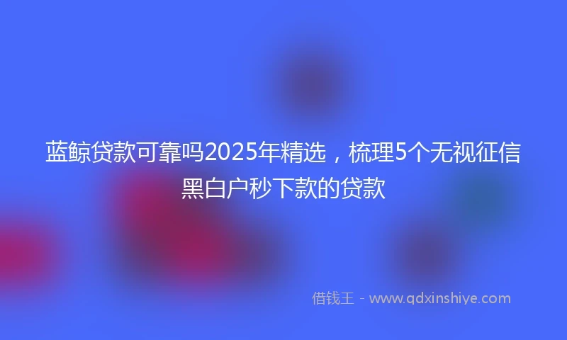 蓝鲸贷款可靠吗2025年精选，梳理5个无视征信黑白户秒下款的贷款
