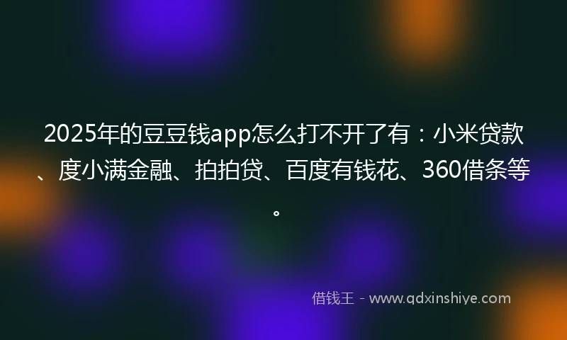 2025年的豆豆钱app怎么打不开了有：小米贷款、度小满金融、拍拍贷、百度有钱花、360借条等。