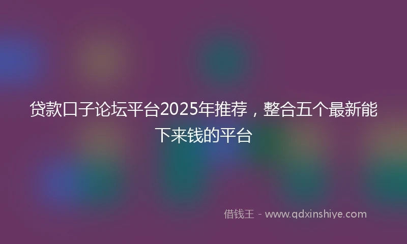 贷款口子论坛平台2025年推荐,整合五个最新能下来钱的平台