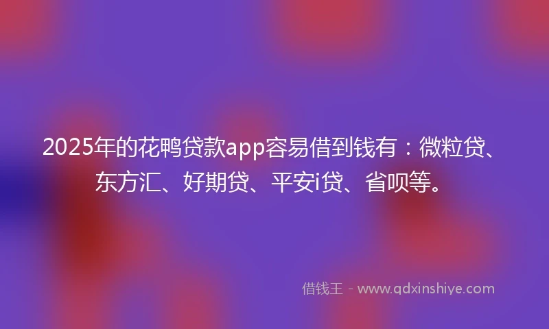 2025年的花鸭贷款app容易借到钱有：微粒贷、东方汇、好期贷、平安i贷、省呗等。
