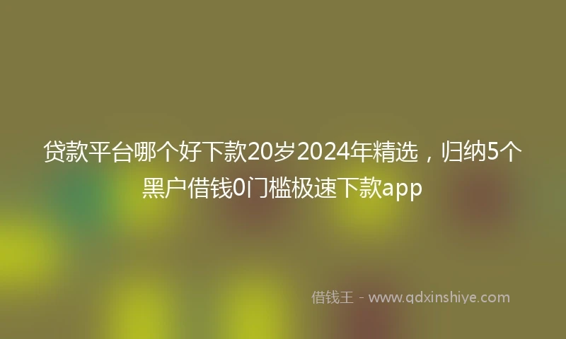 贷款平台哪个好下款20岁2024年精选，归纳5个黑户借钱0门槛极速下款app