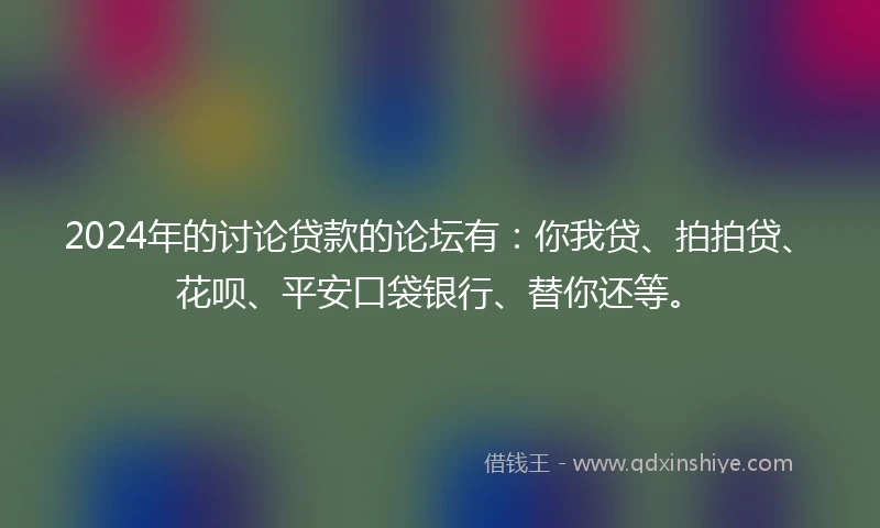 2024年的讨论贷款的论坛有：你我贷、拍拍贷、花呗、平安口袋银行、替你还等。
