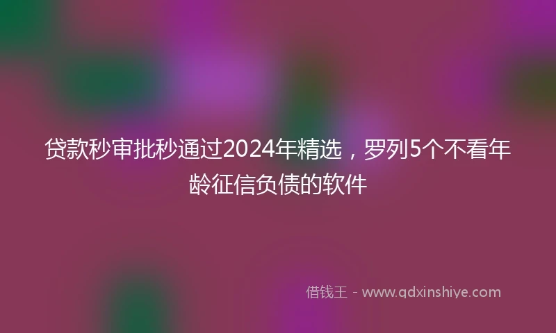 贷款秒审批秒通过2024年精选，罗列5个不看年龄征信负债的软件