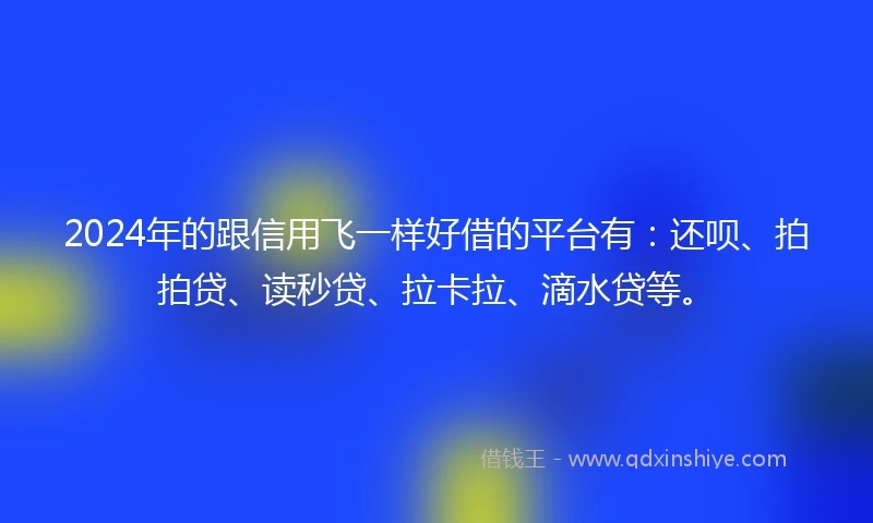 2024年的跟信用飞一样好借的平台有:还呗、拍拍贷、读秒贷、拉卡拉、滴水贷等。