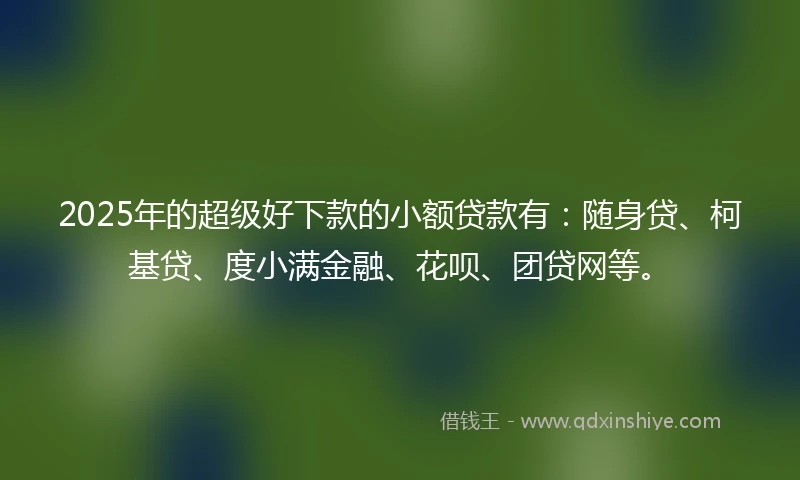 2025年的超级好下款的小额贷款有：随身贷、柯基贷、度小满金融、花呗、团贷网等。