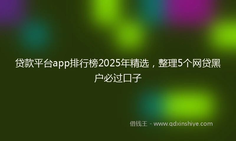 贷款平台app排行榜2025年精选，整理5个网贷黑户必过口子