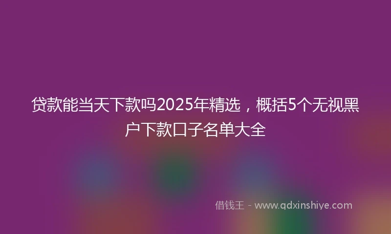 贷款能当天下款吗2025年精选，概括5个无视黑户下款口子名单大全