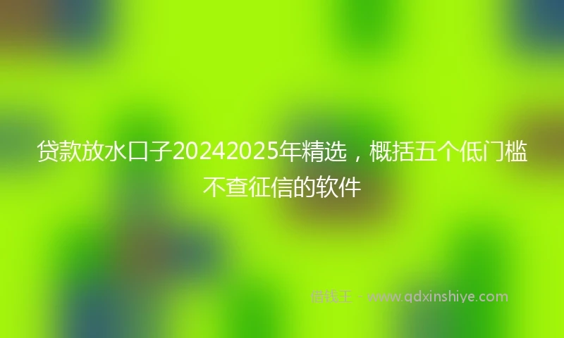 贷款放水口子20242025年精选，概括五个低门槛不查征信的软件