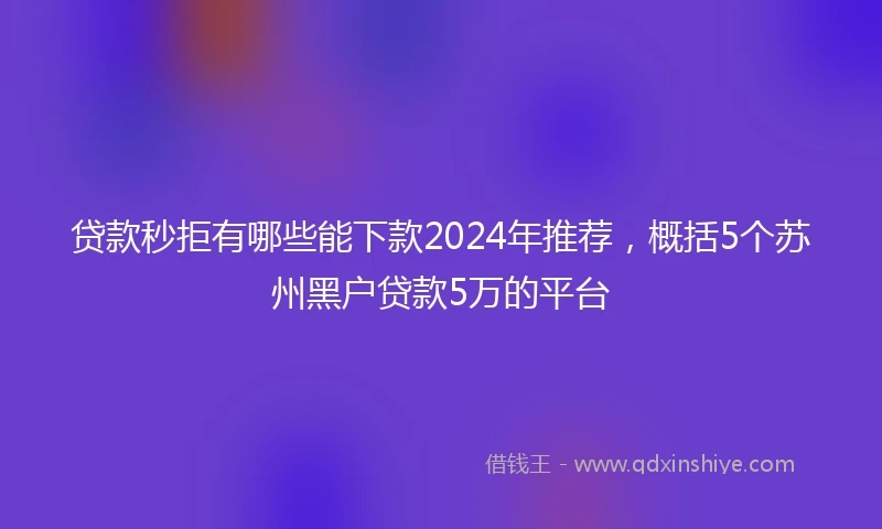 贷款秒拒有哪些能下款2024年推荐，概括5个苏州黑户贷款5万的平台